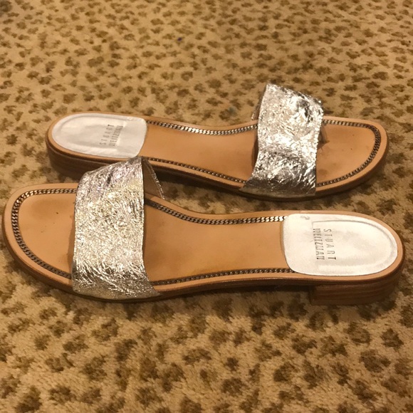 Stuart Weitzman silver slide sandals - Picture 5 of 6